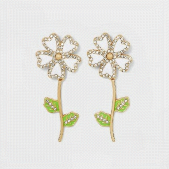 SUGARFIX by BaubleBar White Flower Drop Earrings - Picture 1 of 5